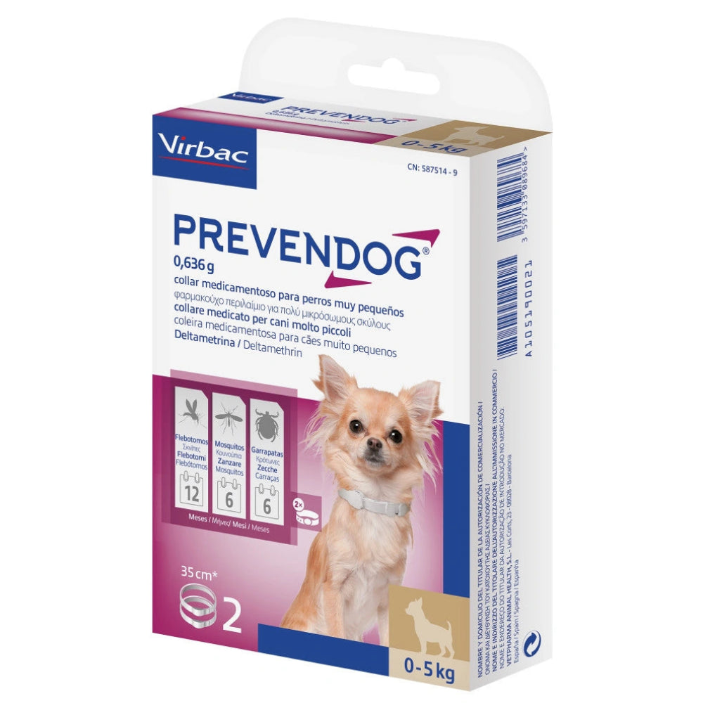 Prevendog collar antiparásitos hasta 5kg (2 unidades)
